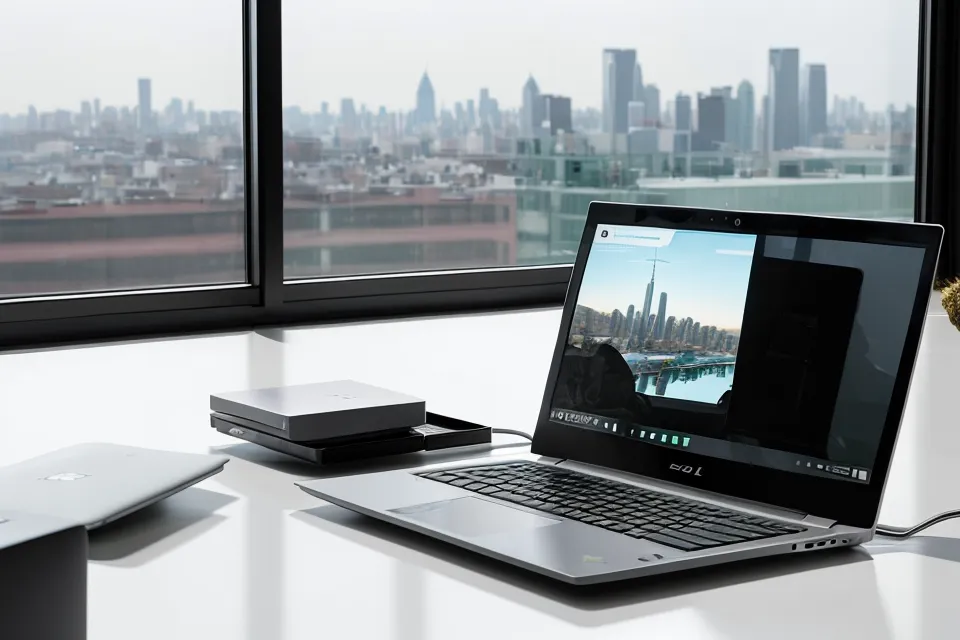 Pantalla de laptop mostrando proyectos de diseño y contratos legales