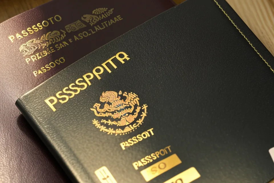 Primer plano de una hoja de confirmación DS-160 y un pasaporte mexicano vigente.