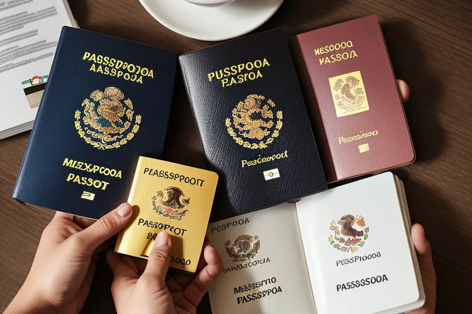 Manos sosteniendo un pasaporte mexicano y una hoja de confirmación de cita consular.